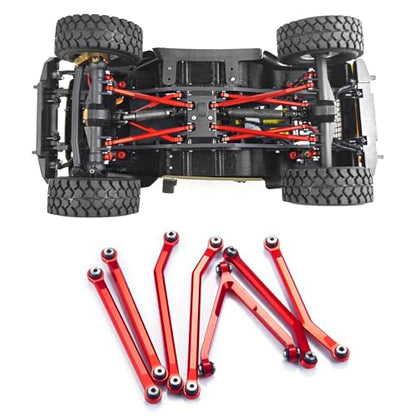 7PCS/Set Aluminum High Clearance Chassis Links Suspension Linkage Set Compatible with 1/24 Axial SCX24 AXI00001 AXI00002 AXI00006 Upgrades (Red) | 7PCS/Set High Clearance Chassis Links Compatible with 1/24 Axial SCX24 AXI00001 AXI00002 AXI00006 Upgrades (
