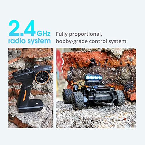 1:76 Turbo Racing Scale RC Sport Car, Table Racing Remote Control Mini Model Car Full Proportional RTR Kit Toys (Monster Truck Yellow) - color: Monster Truck Yellow