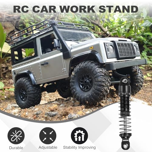 MECCANIXITY 4Pcs RC Shock Absorber 1/18 50mm Aluminum Threaded Front & Rear Shock Absorber Damper Assembled Set for 1/18 RC Car Crawler Racing Truck, Black - color: Black