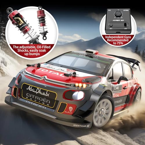 MJX Hyper GO 14303 1/14 Citroen C3 Fast RC Cars for Adults, Max 40mph Brushless RC Drift Car with Gyro, 4WD RTR High Speed RC Rally Car, 2 of 2000 mAh Drifting RC Remote Control Car for Adult