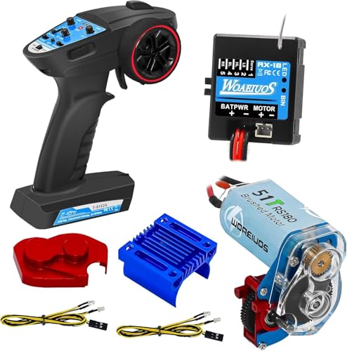 2 in 1 ESC & Receiver 3CH 2.4G RC Transmitter Remote Controller with 050 50T Brushed Motor Transmission Gearbox Combo (Combo 2 & 180 51T Motor)