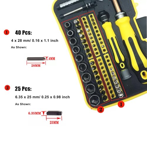 70-in-1 Screwdriver Bit Set - Magnetic Precision Bits for Electronics, Furniture & Auto Repair, CR-V Steel with Portable Case (1/4" Hex Shank with 2 Handle)