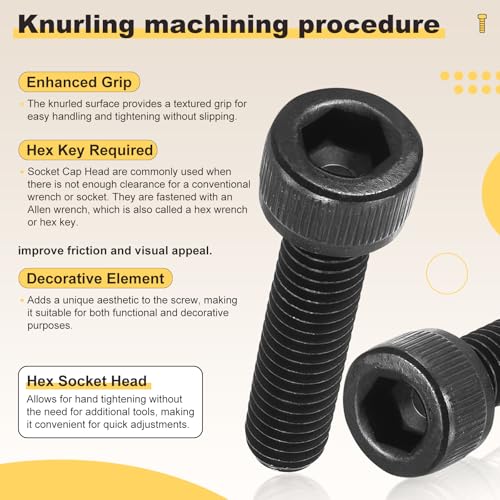 METALLIXITY Hex Socket Head Screws Kit (M8) 70Pcs, Bolt and Nut Assortment Kit, Black - size: M8x10/12/16/25/30/35mm