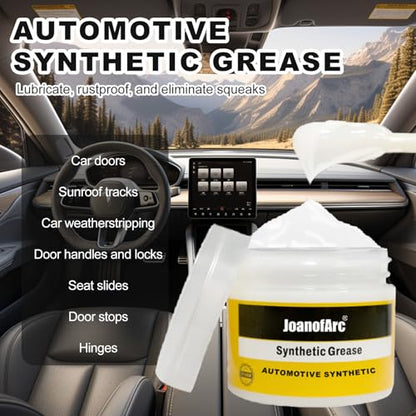 White Synthetic Grease, Automotive Grease, Car Door Grease with Brush, Rust Corrosion Waterproof Multi-Purpose Garage Door Lubricant for Hinges, Bearings, Gears, Automotive, 3.53 oz-1 Pack