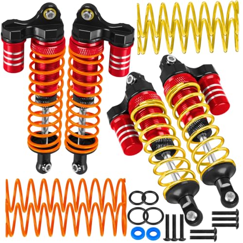 Upgrades Part Front Rear Assembled Full Metal Shocks Aluminum Big Bore RC Shocks Absorber Damper for 1/10 Slash/Rustler/Stampede/Bandit 4X4 4WD 2WD(VXL).Red(4PCS) - color: Red(4PCS)