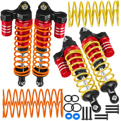 Upgrades Part Front Rear Assembled Full Metal Shocks Aluminum Big Bore RC Shocks Absorber Damper for 1/10 Slash/Rustler/Stampede/Bandit 4X4 4WD 2WD(VXL).Red(4PCS) - color: Red(4PCS)