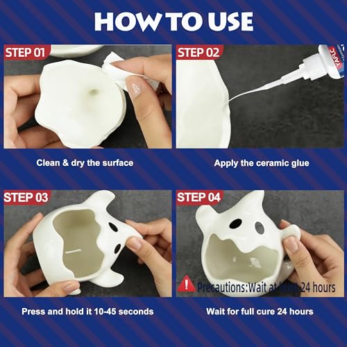 Ceramic Glue Repair Kit, Liquid Super Glue for Ceramic Repair 40g | Clear Instant Cyanoacrylate Adhesives for Food Safe, All Purpose for Shoe Plastic Leather Glass Metal Wood Pottery Porcelain - style: Ceramic Glue