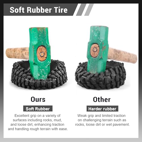 1/10 Scale RC Crawler 1.9 Aluminum Beadlock Wheels and Tires 4.72" 120mm Height Soft Great Grip for Traxxas TRX4 Axial SCX10 II III Redcat Gen 8 Rocks Mud (Style D) - color: Style D