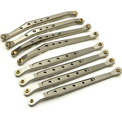 QUE-T 8 Pcs Aluminum Linkage Rod Arm Set/Upper and Lower Suspension Links Set of 8 for 1/10 Axial Wraith 90018 RC Truck (Titanium, Type A)