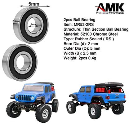 20pcs SCX24 Rubber Sealed Bearings Set, Steel Ball Bearing Set for Axial SCX24 90081 AXI00001 AXI00002 AXI00004 AXI00005 AXI00006 1/24 RC Crawler Car Upgrade Parts