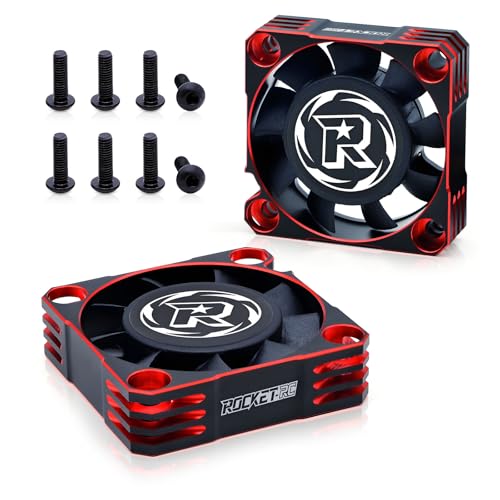 2 Pack Aluminum Motor Cooling Fan 40mm,16000RPM RC Car Fan ESC Heatsink for 1/10 1/8 Brushless Motor RC Car (Black Red) - style: 2pack Black Red
