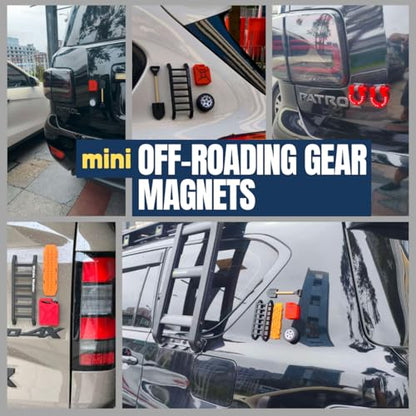 Mini Off-Roading Gear Bumper Magnets, Magnetic Little Ladder 5-in-1 Kit | Powerful Magnet Mounting, ABS and ASA materials, offroad fans gifts,Off-Road Emblems, Off-Roading lover Stickers - color: Orange