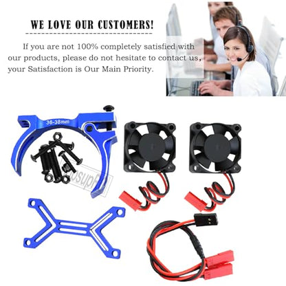 3660 540 550 Motor Cooling Fan with 36-38mm Adjustable Mount Upgrades Part for 1/10 Slash SCX10 TRX4,Aluminum High Speed Cooling Dual Fans 20000 RPM Heatsink Hops Up,Navy Blue - color: Navy Blue/36-38mm