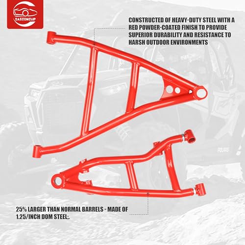 Front Upper & Lower A-Arms for 64" Can-Am Maverick X3 2017+ | 1.5" High Clearance Heavy-Duty 1.25" Steel Suspension Control Arm Kit, Fits X DS / X RC / X MR / MAX Models, Red - size: For 64" Can-Am, style: Front