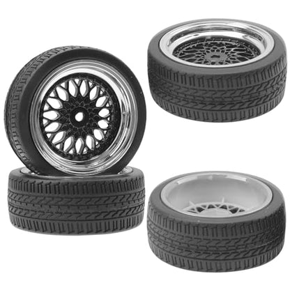 ShareGoo RC 1/10 On Road Tires & Wheel 12mm Hex Plastics Rims Compatible with Tamiya TT01 TT02 Kyosho Sakura D3 Traxxas 4Tec 2.0 1/10 RC On Road Racing & Touring Car (OD 66mm) - color: Od 66mm