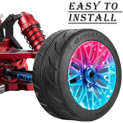 RC Tires Wheels for 1/7 Infraction 6S BLX,1/8 Typhon 6S BLX,Limitless,Rubber Highway Wheels Soft Tires Truck Tire Highway Tires,4PCS Colour - color: Colour(4pcs Tires)
