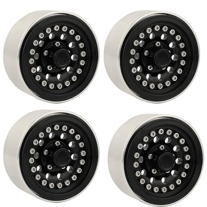 1/10 RC Crawler 4Pcs 1.9 Inch Beadlock Wheel Hub Rim Rims Aluminum Alloy for TRX4 TRX6 Axial SCX10 III AXI03007 GRT EX86190 RedCat,Five Hole nut (Black) - color: Black