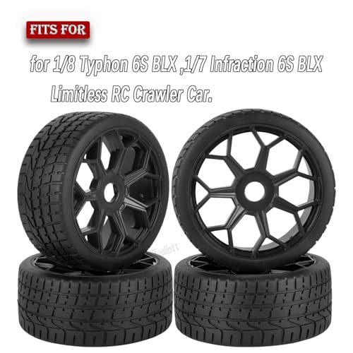 RC Wheels Tires for 1/8 Typhon 6S BLX,1/7 Infraction 6S BLX,Limitless,RC Highway Tires Wheels Soft Tires Truck Tire Highway Tires,Black - color: Black - (Rc Wheels Tires)