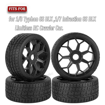 RC Wheels Tires for 1/8 Typhon 6S BLX,1/7 Infraction 6S BLX,Limitless,RC Highway Tires Wheels Soft Tires Truck Tire Highway Tires,Black - color: Black - (Rc Wheels Tires)