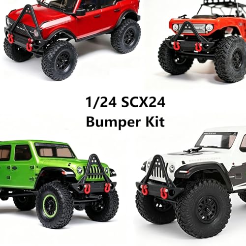RC Front Bumper 1/24 Metal Bumper with Lights and Mounting SCX24 Accessories Replacement for Axial SCX24 1:24