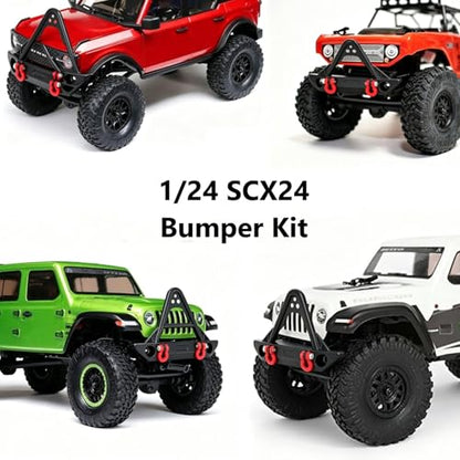 RC Front Bumper 1/24 Metal Bumper with Lights and Mounting SCX24 Accessories Replacement for Axial SCX24 1:24