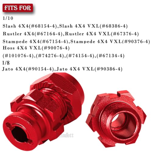 RC Upgrades Part Aluminum 17mm/12mm Wheel Hex/Nuts/Wheel Wrench for 1/8 Jato 4X4,1/10 Rustler/Slash/Stampede/Hoss 4X4 4WD VXL,Hex Hub Adapters Hops Up,Red(#9069#9086) - color: Red-(for 1/10）