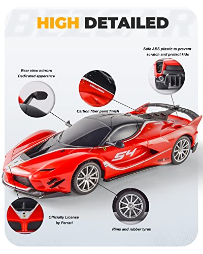 BEZGAR 1:24 Ferrari Remote Control Car Licensed FXX-K EVO | Official Ferrari Replica, 2.4G Stable Signal, Ideal Toy for Boys 6-8, 8-12 &Adults, Electric Racing, Hobby Collectible Model - color: Ferrari-1:24 Ferrari Fxx K Evo