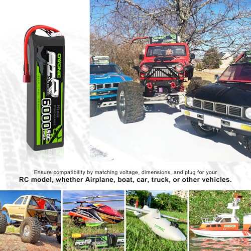 OVONIC 4s Lipo Battery 50C 6000mAh 14.8V Lipo Battery with Dean-Style T Connector for RC Airplane Helicopter Quadcopter RC Car Truck Boat