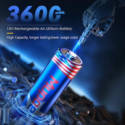 3600mWh Rechargeable AA Batteries 4 Count,Lithium Battery AA 1.5V,Double A Rechargeable Battery Long Lasting,Pilas Recargables Aa High Capacity,Li ion Two A Batteries for Blink Camera Xbox - size: Only 3600mWh 4AA Batteries