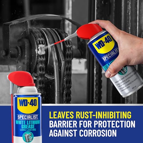 WD-40 Specialist White Lithium Grease, New Bigger Can, 13.3 OZ [1-Pack] | Heavy-Duty Grease for Chassis & Suspension, Heavy Equipment, Industrial Strength for Automotive, Construction & Industrial - size: 1-pack