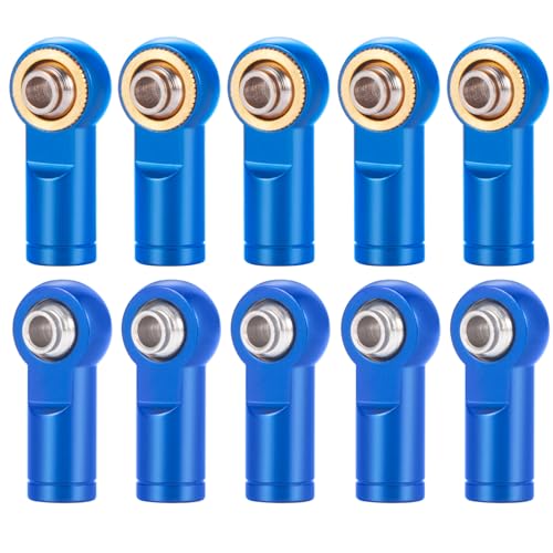QUE-T 10Pcs Metal Left-Hand Thread Link Rod End M4 Ball Joint Head for RC Crawler Car Boat (Blue) - color: Blue