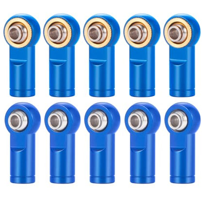 QUE-T 10Pcs Metal Left-Hand Thread Link Rod End M4 Ball Joint Head for RC Crawler Car Boat (Blue) - color: Blue