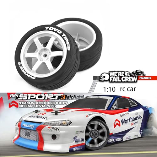 1/10 RC On Road Tires OD 68mm and Hard Plastic Street Wheels 12mm Hex Touring Tyres for 1:10 Rally Racing Drift Car Tamiya TT01 TT02 XV01 HPI KYOSHO HSP PTG2 Traxxas TA06 A959 4PCS (White) - color: White