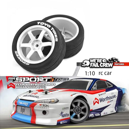 1/10 RC On Road Tires OD 68mm and Hard Plastic Street Wheels 12mm Hex Touring Tyres for 1:10 Rally Racing Drift Car Tamiya TT01 TT02 XV01 HPI KYOSHO HSP PTG2 Traxxas TA06 A959 4PCS (White) - color: White