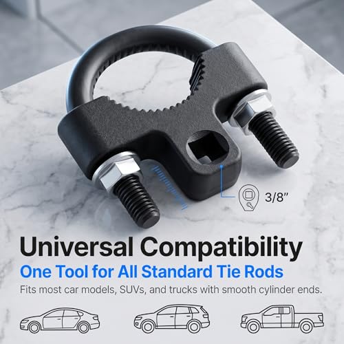 Car Inner Tie Rod Installation Wrench, Alloy Steel Steering Linkage Removal Tool, U-shaped Serrated Anti-slip Tie Rod Wrench, Universal Repair Tool for Cars Trucks SUVs (Black)