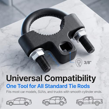 Car Inner Tie Rod Installation Wrench, Alloy Steel Steering Linkage Removal Tool, U-shaped Serrated Anti-slip Tie Rod Wrench, Universal Repair Tool for Cars Trucks SUVs (Black)