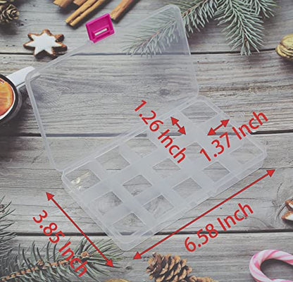 Yansanido 4 Pcs 15 Grids 6.85 Inch x 3.85 Inch Adjustable Small Removable Clear Plastic Jewelry Organizer Divider Storage Box Jewelry Earring Tool Containers (Pink Button 15 Grid) - color: Pink