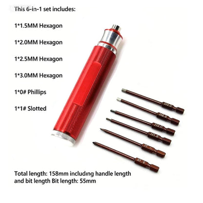 RC Car Repair Tool Set: Hex Screwdrivers 1.5, 2.0, 2.5, 3.0; Phillips Small Socket; Tie Rod Adjustment Tool Suitable for RC Cars and Drone Repair Screwdriver Set Red - color: 1 Red Ribbon Solid