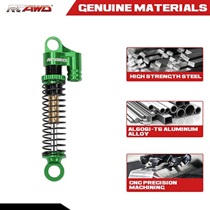 RCAWD for FMS EAZYRC ROC HOBBY FCX24 1/24 & 1/18 Crawlers Shock Absorber Damper Upgrades, Front Rear RC Shocks Parts Aluminum Adjustable # C3002 Green - color: Green