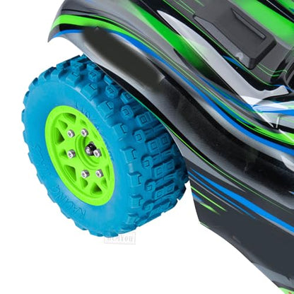 RC F/R Wheels and Tires Set w/Detachable Replace Running on Off-Road Tire RC Wheel Hex for 1/10 Slash 4WD 4×4 2WD/Arrm a Senton/Axia1/Rc 4wd/Redca t,12mm/14mm/17mm Hex,Green-Navy Blue（4PCS - color: Green-navy Blue(rc Wheels Tires)