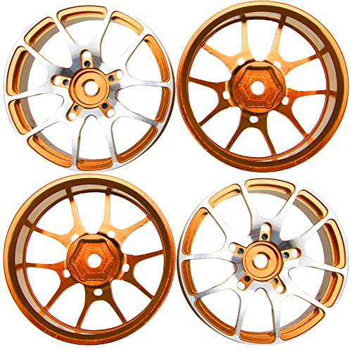 Aluminum Alloy 1/10 On-Road Racing Touring Drift Car Wheel Rims 12mm Hex Hub 26mm Width Compatible with Tamiya TT01 Kyosho RedCat Sakura D4 XIS HSP 1/10 RC Car (Glod) - color: Glod