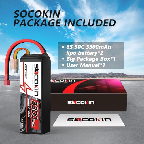 6S 3300mAh Lipo Battery 22.2V 50C RC Battery with T-Plug Connector for RC Model Vehicles Car Trucks Truggy Boat