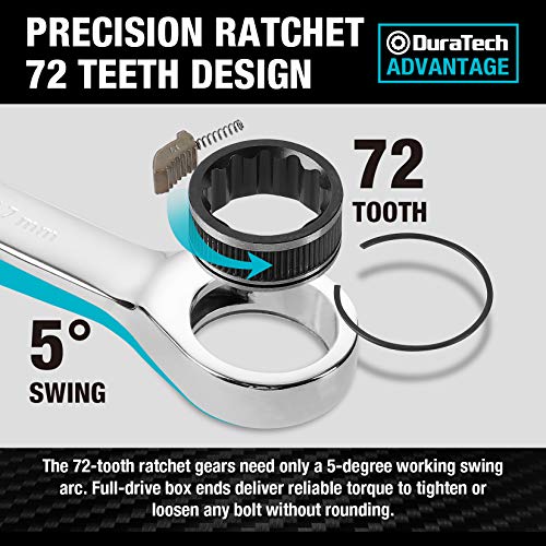 DURATECH 22-Piece Ratcheting Wrench Set, Combination Wrench Set, Metric&SAE | 1/4" to 3/4" & 6mm-18mm, CR-V Steel, Mirror Finish, for Auto & Machinery Repair, Home Maintenance, Portable Pouch Included - style: Regular