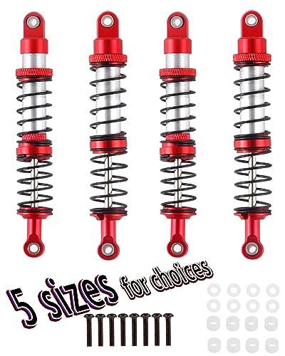90mm RC Shocks Absorber Upgrades for 1/10 RC Hobby Cars,4PCS 7075 Aluminum Full Metal Front Rear Shocks Absorber Damper,Red - size: 90 MM (3.54 in)