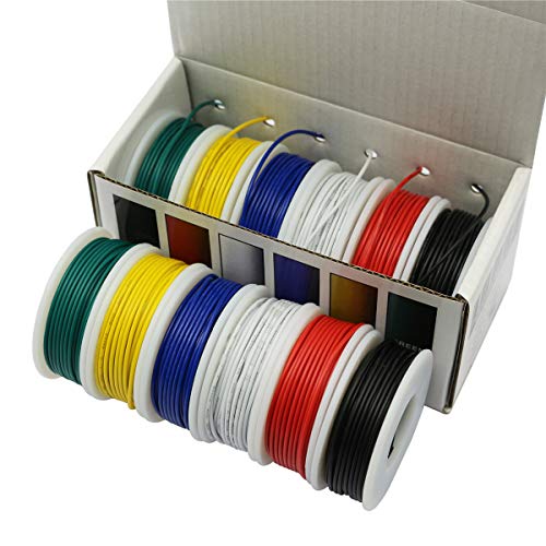 Hook up Wire Kit (Stranded Wire Kit) 24 Gauge 6 Colors 32.8 feet Each Electrical Wire 24 AWG PVC Wire - size: 24AWG