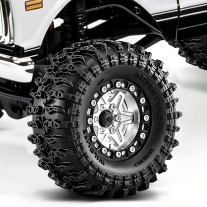 1.3" Beadlock Wheels and Tires for SCX24 TRX4M 1/18 1/24 RC Crawlers – Aluminum Rims, Rubber Tires with Foam Inserts, Easy-Install Upgrade Parts (Silver) - color: Silver 311
