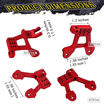 RC Shock Tower Shock Hoops Upgrades Part for 1/10 SCX10 II 90046 90047 Crawlers Truck Car,4PCS Aluminum Rear Front RC Shock Tower Shock Hops Up (Red) - color: Red