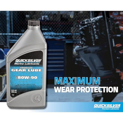 Quicksilver by Mercury Marine 80W-90 Premium Gear Lube, Marine Engine, 32 oz. - size: 32oz
