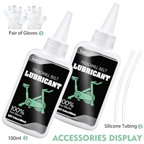 Treadmill Belt Lubricant,7oz/200ml Pure Silicone Oil with Application Tubes | High temperature resistant stable silicone lube, precision screw caps, non-toxic & odorless for most treadmill lubrication
