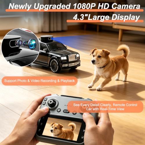 4.3" HD Screen FPV RC Car with Camera with 270° Rotatable Camera Up & Down | 1:20 Drift & Racing RC Cars 4 Wheel with 1080P, Dual Tires, Real Time Video Photos with 8GB TF Card, Gift for Kids Adults